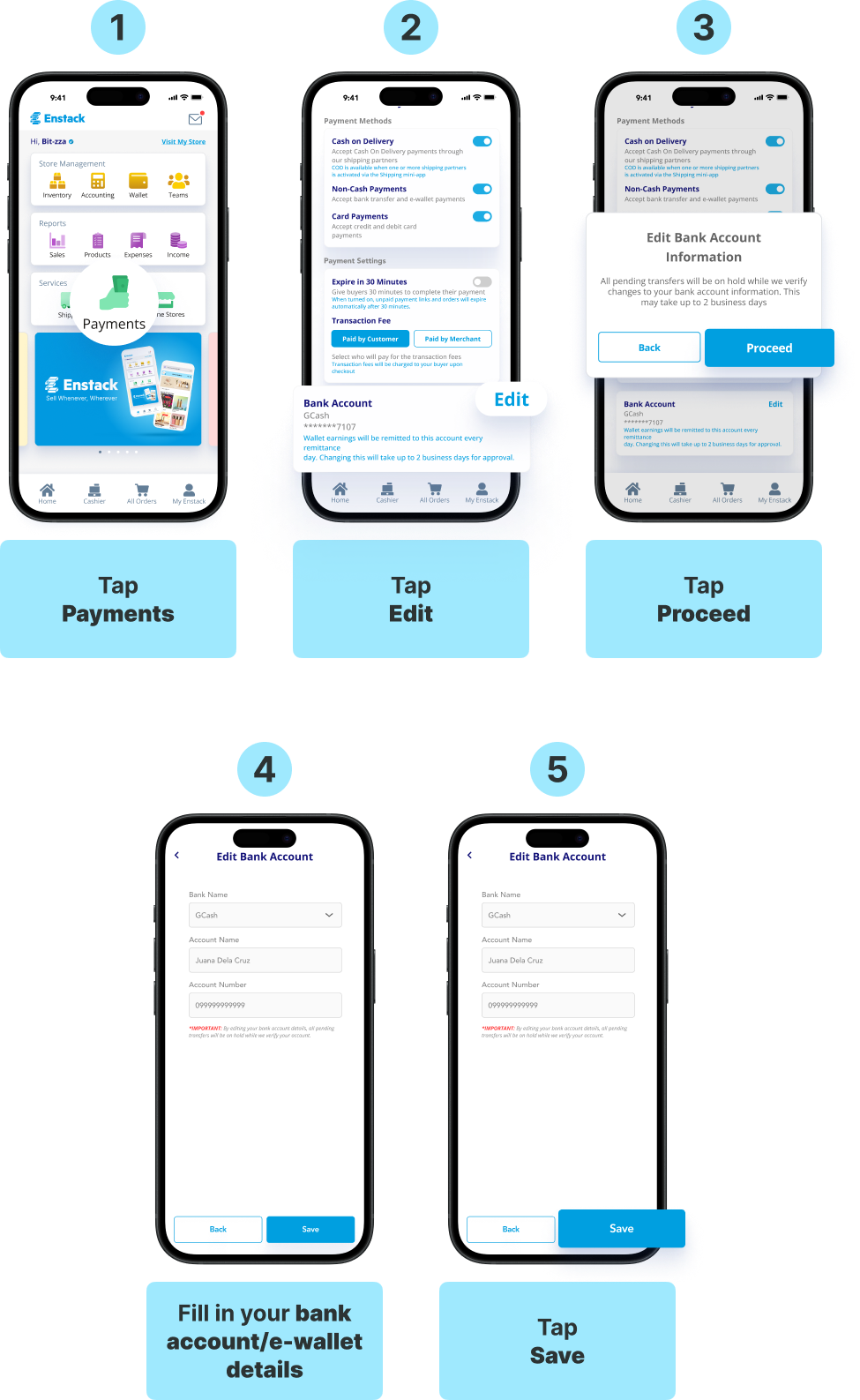 How do I change my bank account for withdrawals?